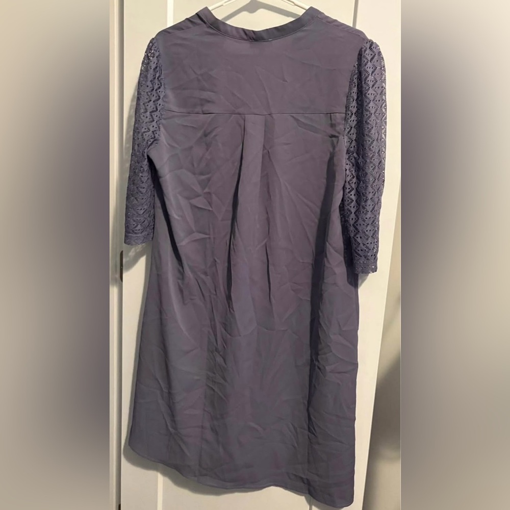 Elegant Purple Lace Sleeve Dress - Picture 4 of 4